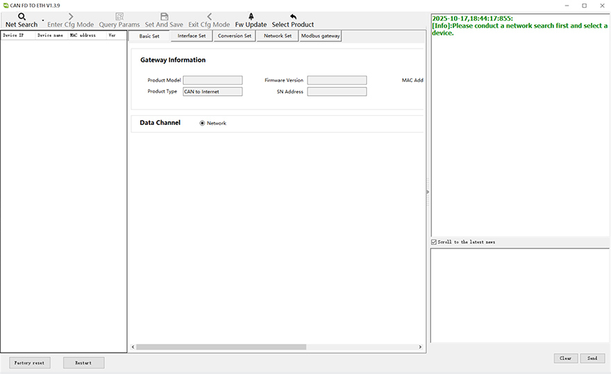 CAN FD to ETH, configuration via host computer