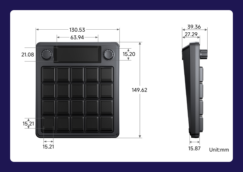 Waveshare MK20 Multi-Functional AI Voice Control Panel, outline dimensions