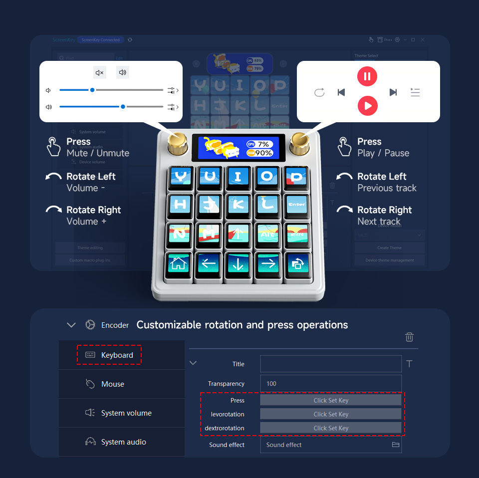 Waveshare MK20 Multi-Functional AI Voice Control Panel, Dual Knobs for Precise Control, easy to operate