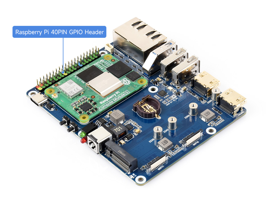 1G / 2.5G Dual Ethernet Base Board connecting with Compute Module 5