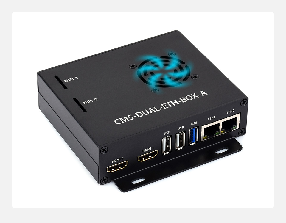 Dual Ethernet Base Board For Raspberry Pi CM5, The top of the case is reserved for ventilation openings, built-in fans for better heat dissipation.