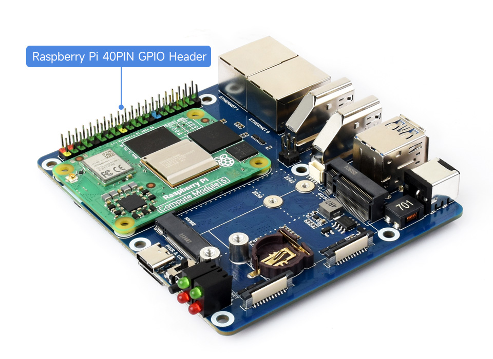 Dual Ethernet Base Board connecting with Compute Module 5