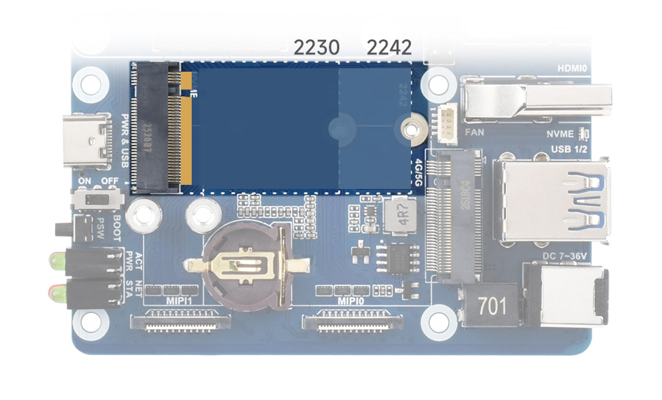 Dual Ethernet Base Board For Raspberry Pi CM5, Suitable with M.2 Solid State Drive dimensions