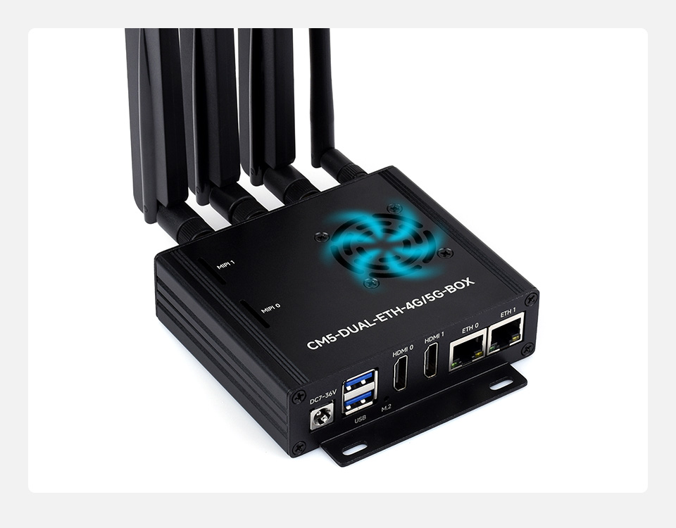 Dual Ethernet Base Board For Raspberry Pi CM5, Built-in fan for heat dissipation