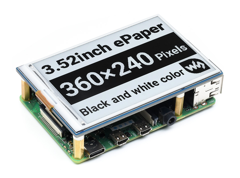 WAVE-22698 3.52inch e-Paper HAT, 360 × 240, SPI Interface