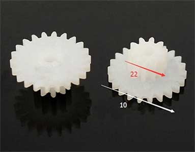 22mm Dual Plastic Cog Wheels Qty 10 42-10 Tooth Gear for 2mm Shaft  ff 