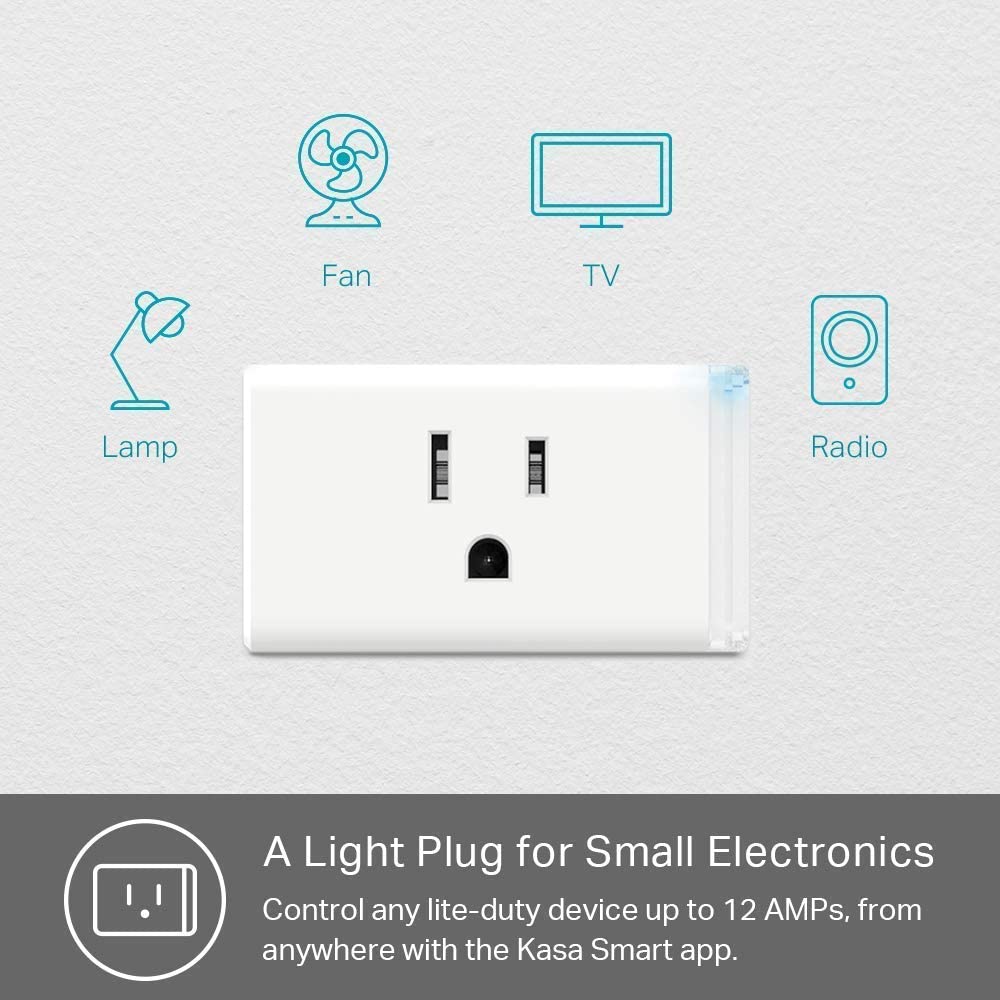 Kasa Smart Plug by TP-Link, Smart Home WiFi Outlet,12 Amp, 4-Pack & Plug by  TP-Link, Smart Home WiFi Outlet Works with Alexa, Echo, Google Home 
