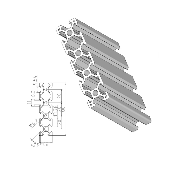 Profilé en aluminium à rainure en V pour imprimante 3D CNC, rail