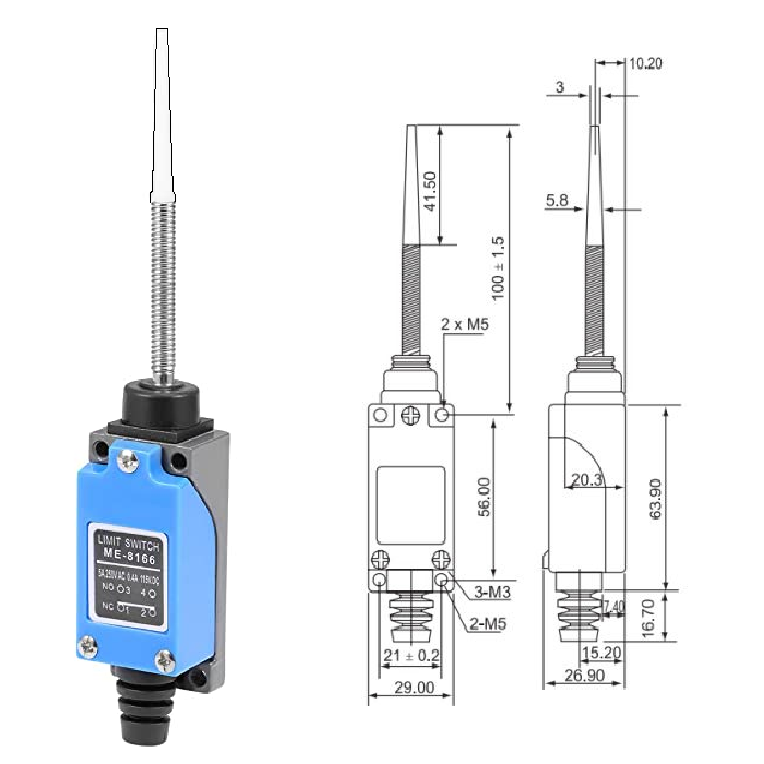 Sw Me 8166 8166 Spring Rod Limit Switch