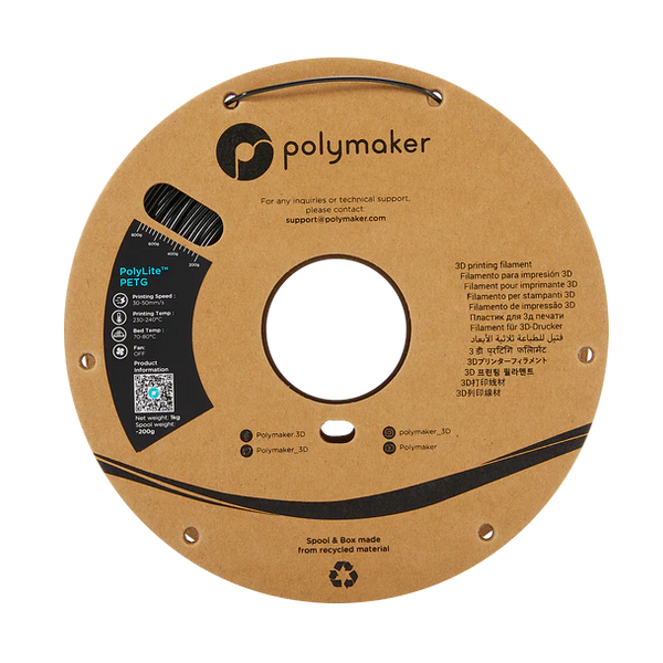 PETG-PM-BK, Polymaker PolyLite™ Black 1.75mm 1KG PETG Filament