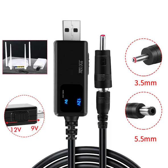 USB Step-Up Boost Converter KWS-910 Cable, DC5V to 9V-12V to DC plug ...